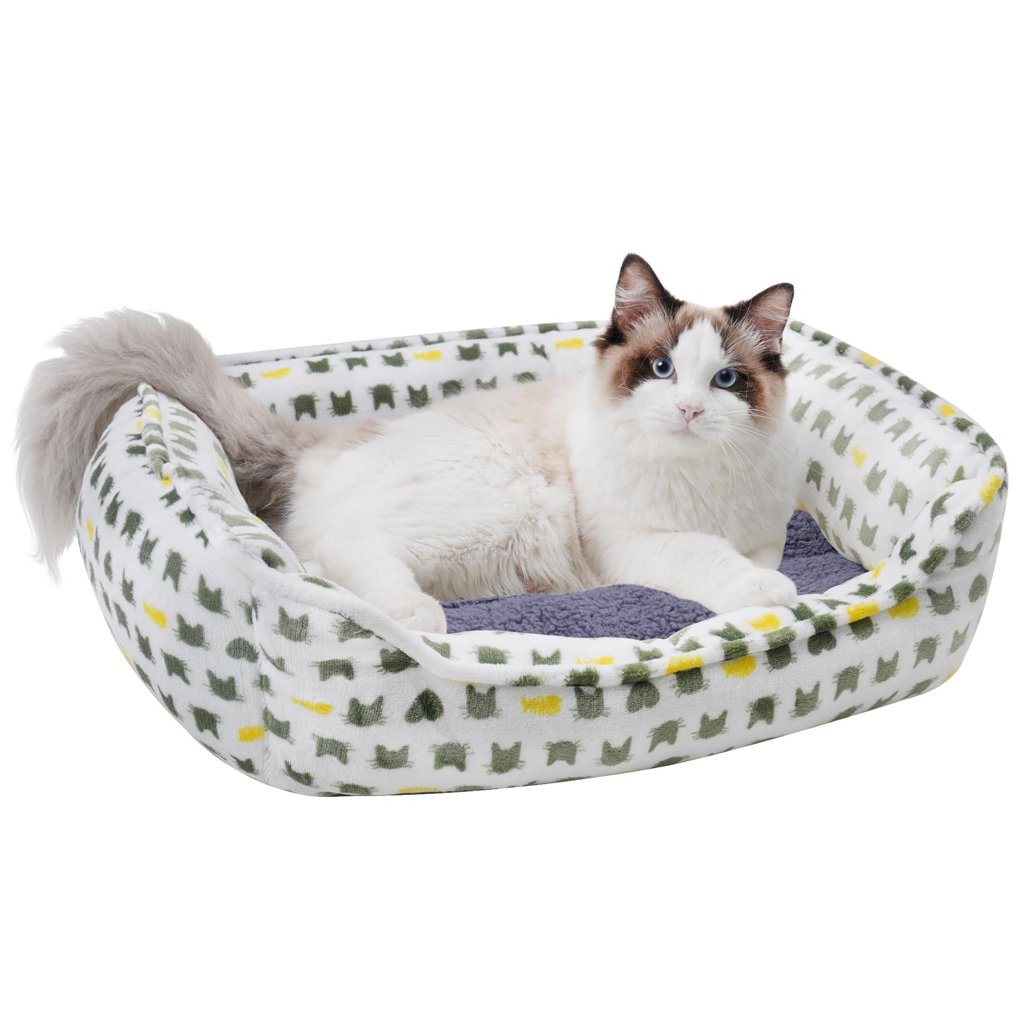 Dog Sofa Bed Anti-Anxiety Puppy Cuddler Bed for Puppy Dog & Cat Rectangle Washable Bed with Grey Mattress Extra Small …