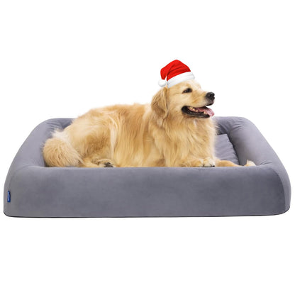 Waterproof Orthopedic Dog Bed for XLarge Sized DogIndestructible Dog Beds with Removable Washable CoversDurable Bolster Couch Dog Bed with Dual-Purpose CushionNon-Slip Bottom DesignGrey