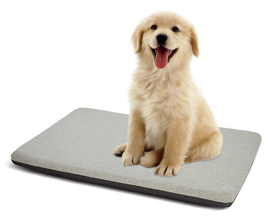 Small 24inch Dog Bed Dog Crate Pad Durable Washable Waterproof Bed Crate Mat Breathable Memory Foam Soft Outdoor Crate Bed Calming Orthopedic Dog Bed (Grey 24x16x2)